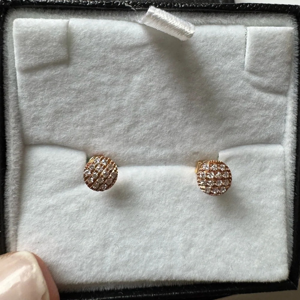 Dana Rebecca Design Lauren Joy Mini Disc Studs. Rose Gold. - Picture 2 of 5